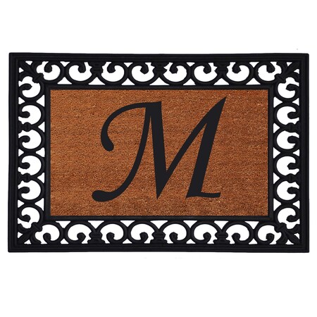 Calloway Mills Monogram Insert Door Mat, Rubber, Black, Natural, 19 in W x 25 in L 180041925M